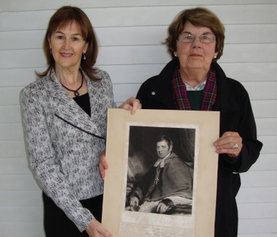 Brenda Baxter and Glenda McDonell with etching received from Scotland